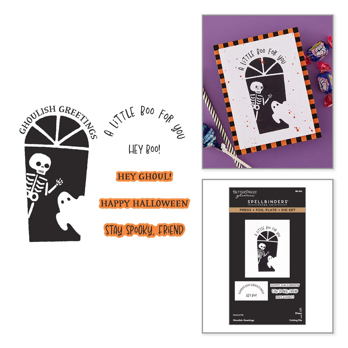 Spellbinders 幽靈祝福語活版印刷燙金刀模組 Ghoulish Greetings