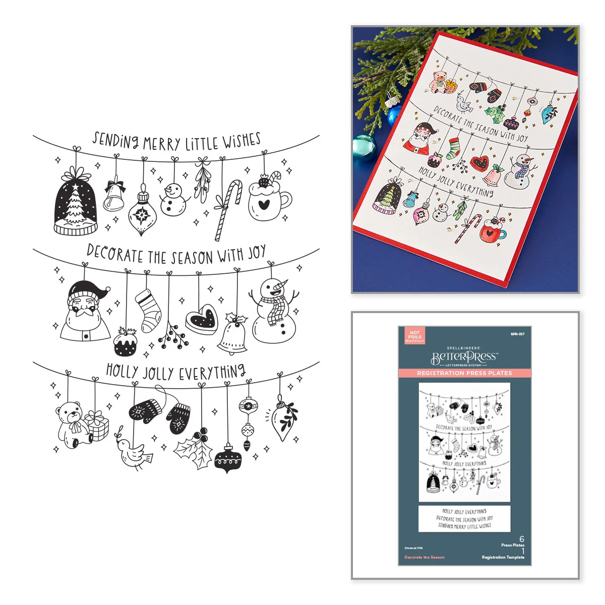 Spellbinders 聖誕佈置活版印刷燙金版 Decorate the Season