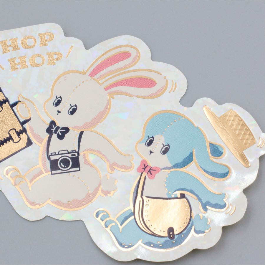 ROKKAKU ob1toy 燙金造型貼紙「Binky TRIP 兔兔旅行」｜日本製