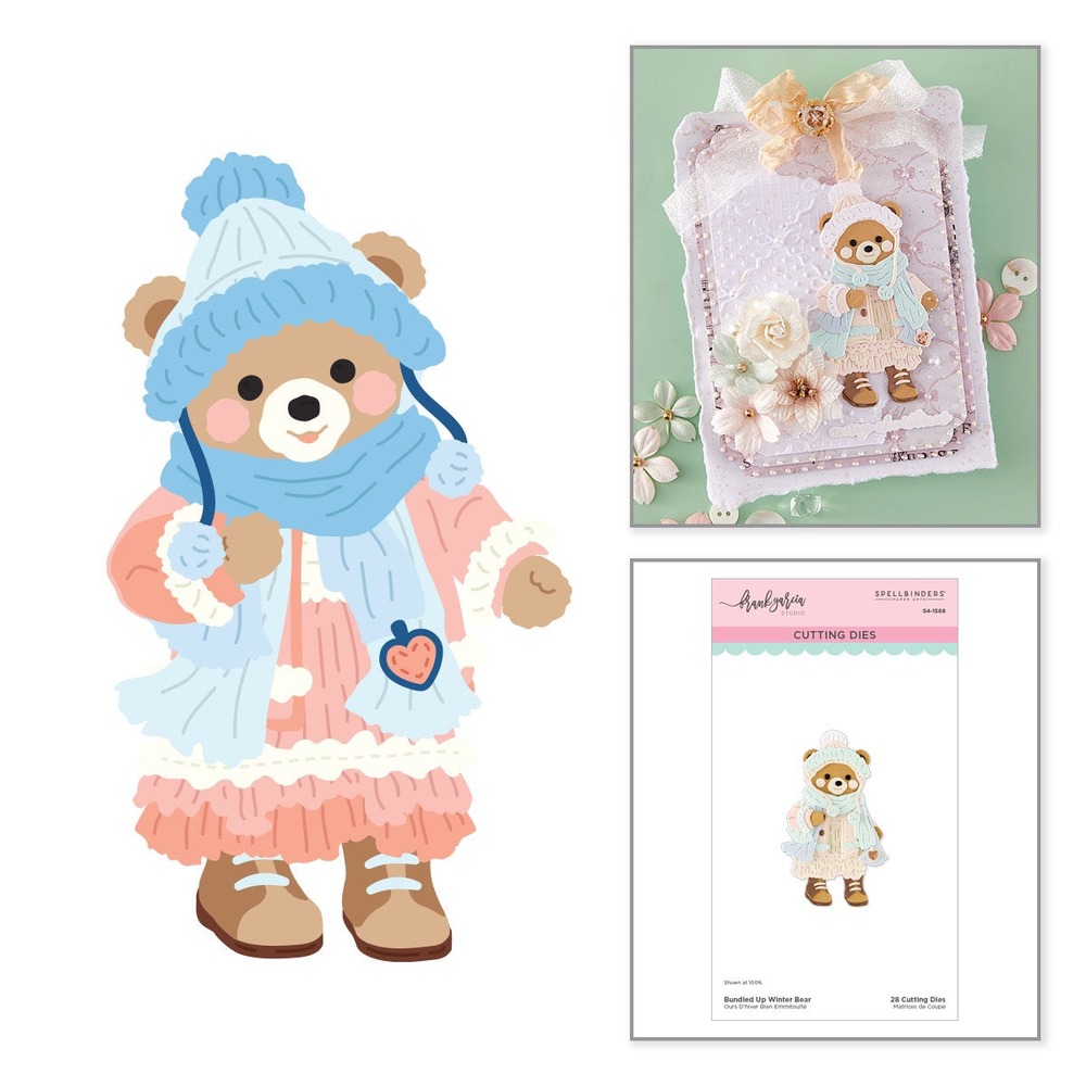 Spellbinders 粉嫩聖誕冬裝小熊刀模組 Bundled Up Winter Bear