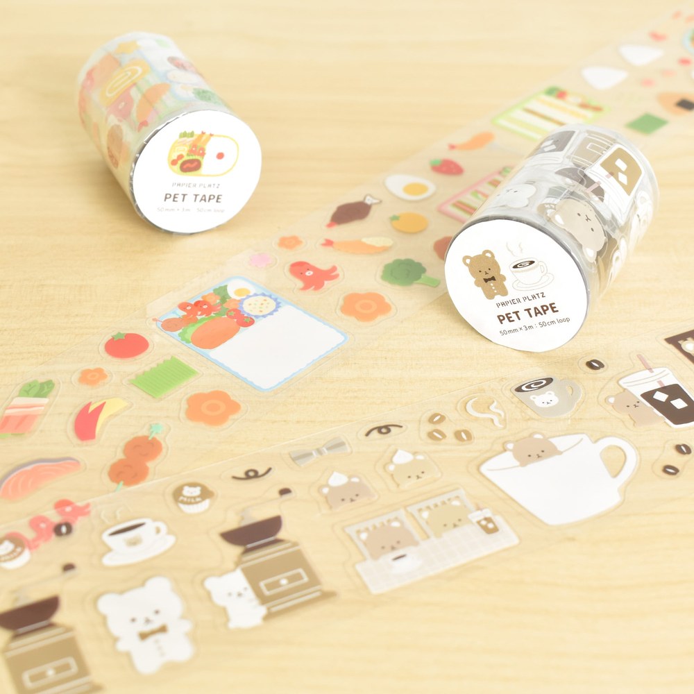 PAPIER PLATZ PET膠帶 便當・小熊咖啡
