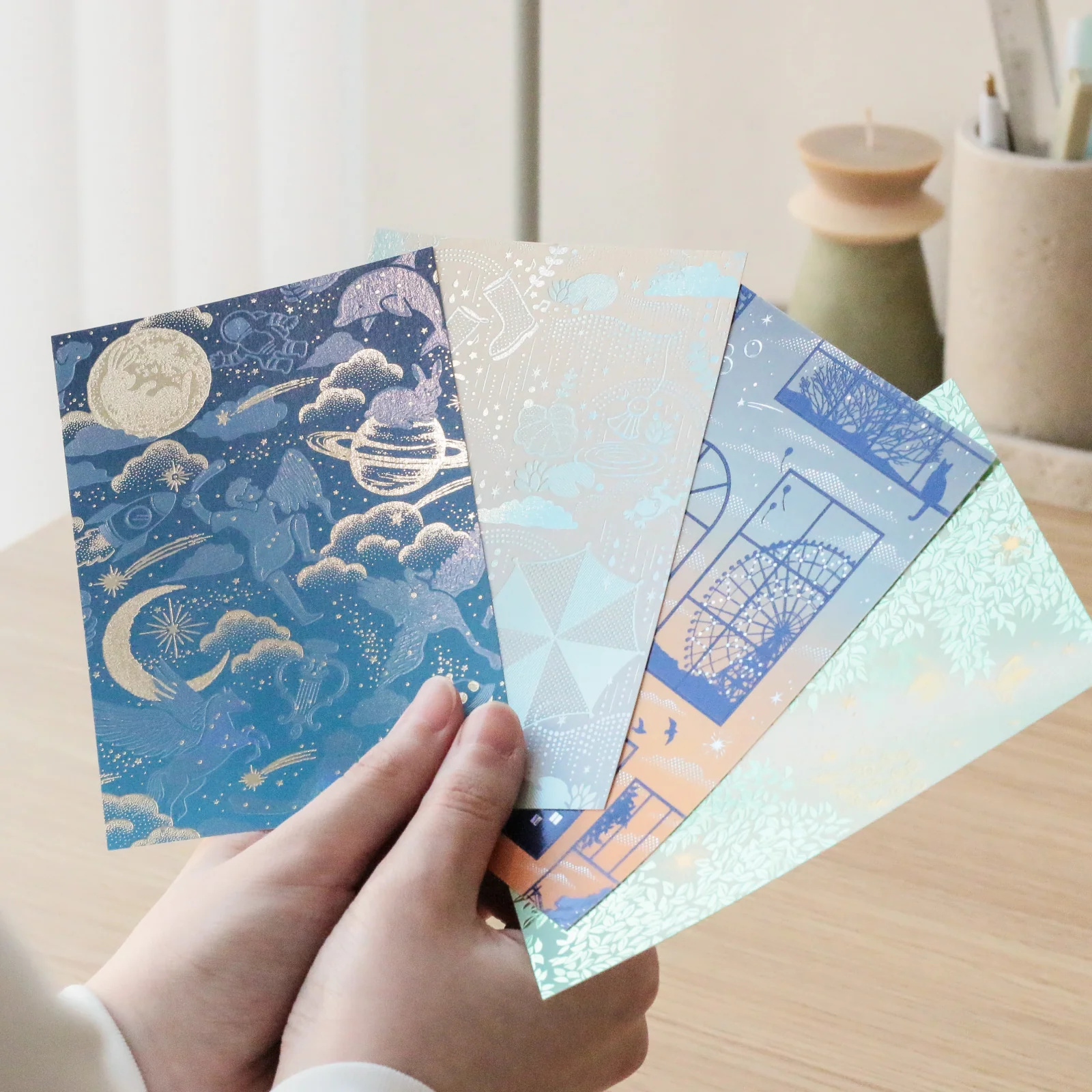 ROKKAKU 日本絕美燙金明信片 日常小確幸 Night Sky