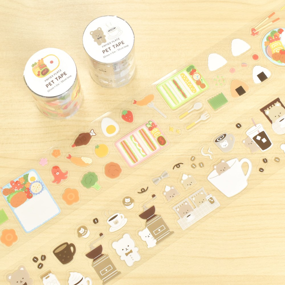 PAPIER PLATZ PET膠帶 便當・小熊咖啡