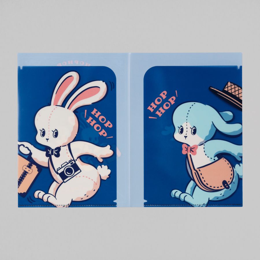ROKKAKU ob1toy A5 雙層資料夾「Binky TRIP 兔兔旅行」｜日本製