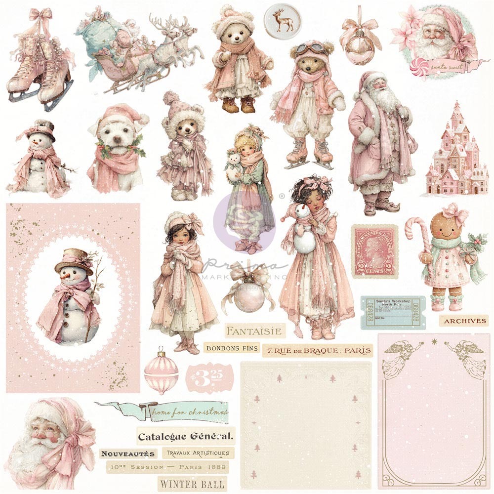 Prima 粉嫩聖誕燙金小圖卡 72 片 Cozy Christmas
