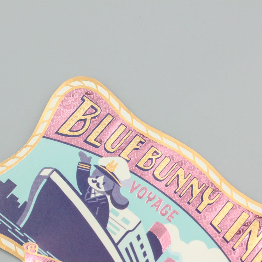 ROKKAKU ob1toy 燙金造型貼紙「Blue Bunny Line 藍兔郵輪」｜日本製