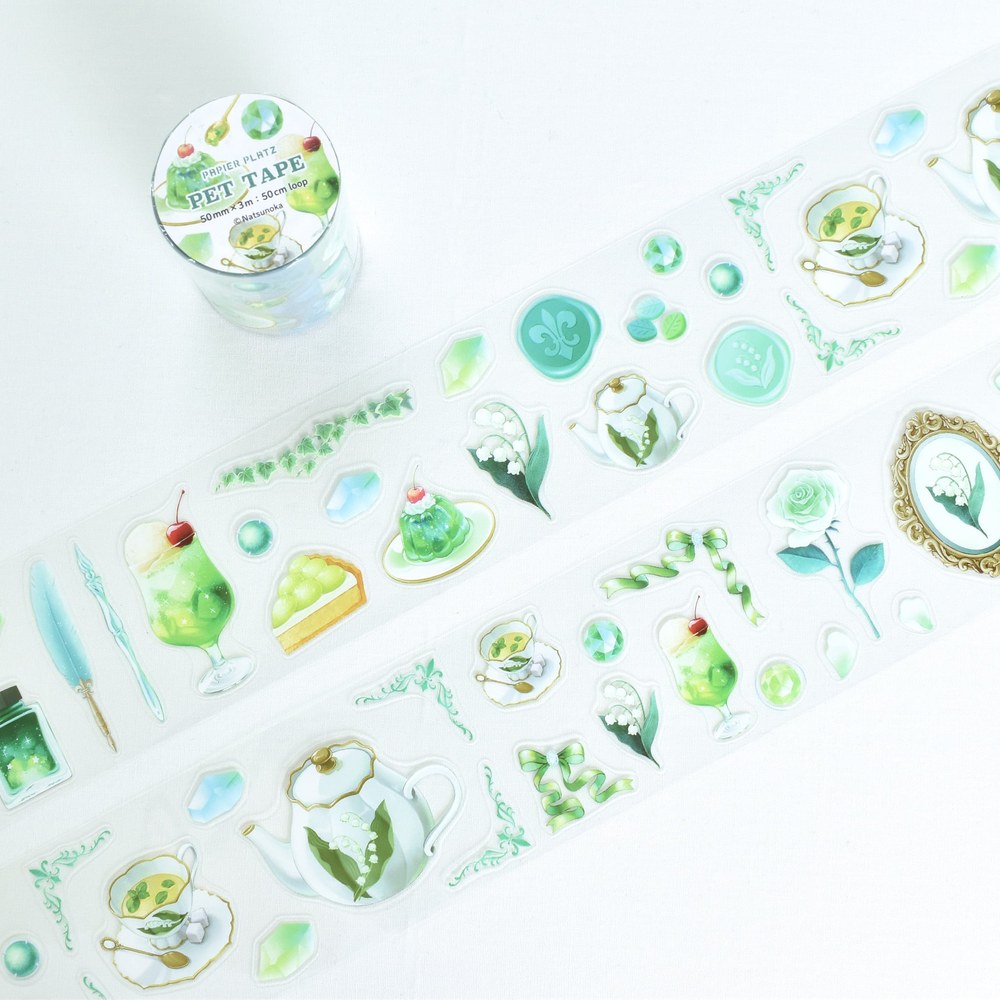 PAPIER PLATZ Natsunoka PET膠帶 琉璃色世界・翡翠色世界
