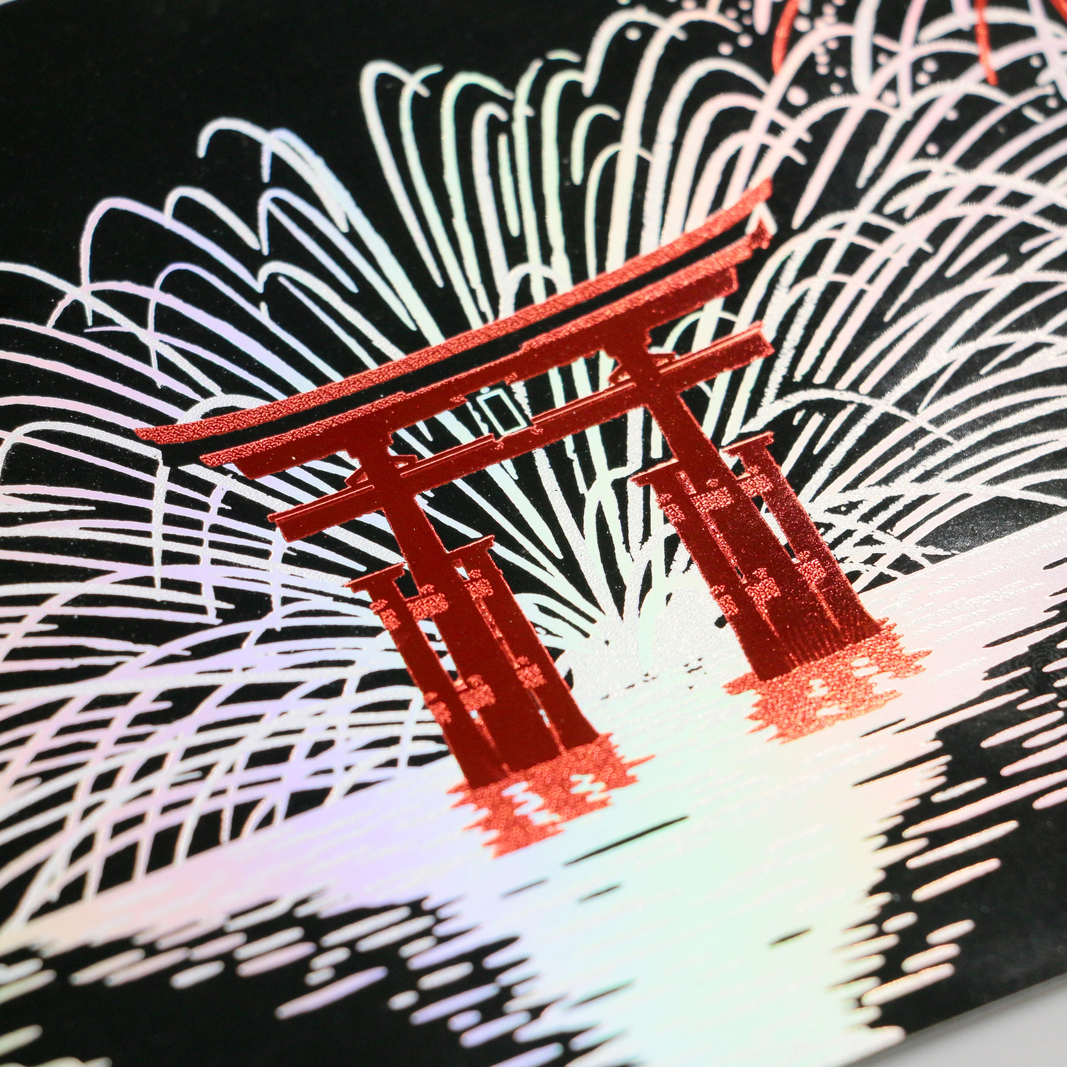 ROKKAKU 日本絕美燙金明信片 宮島花火