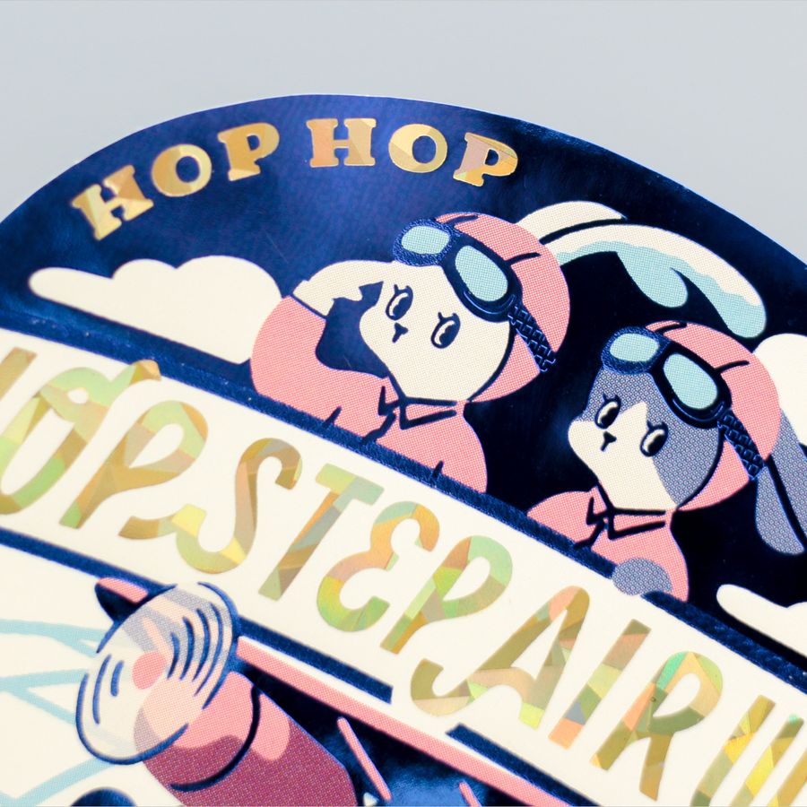 ROKKAKU ob1toy 燙金造型貼紙「Hop Step Air Ways 蹦跳航空」｜日本製