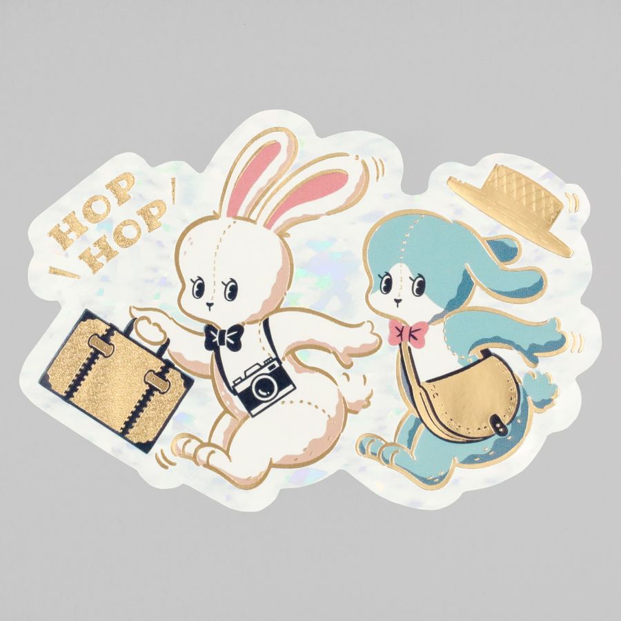 ROKKAKU ob1toy 燙金造型貼紙「Binky TRIP 兔兔旅行」｜日本製