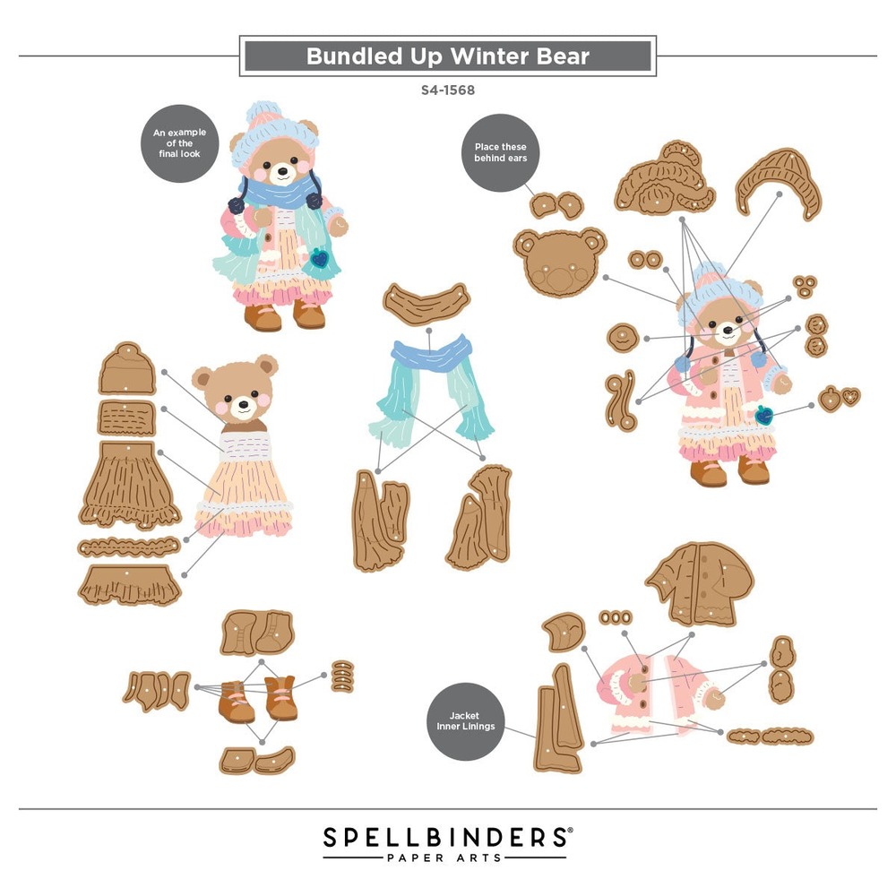 Spellbinders 粉嫩聖誕冬裝小熊刀模組 Bundled Up Winter Bear