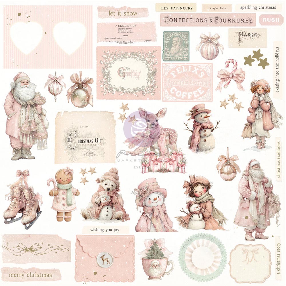 Prima 粉嫩聖誕燙金小圖卡 100 片 Frosty Memories