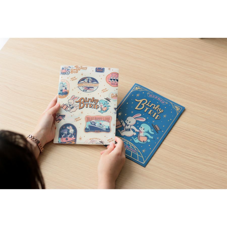 ROKKAKU ob1toy A5 雙層資料夾「Binky TRIP 兔兔旅行」｜日本製
