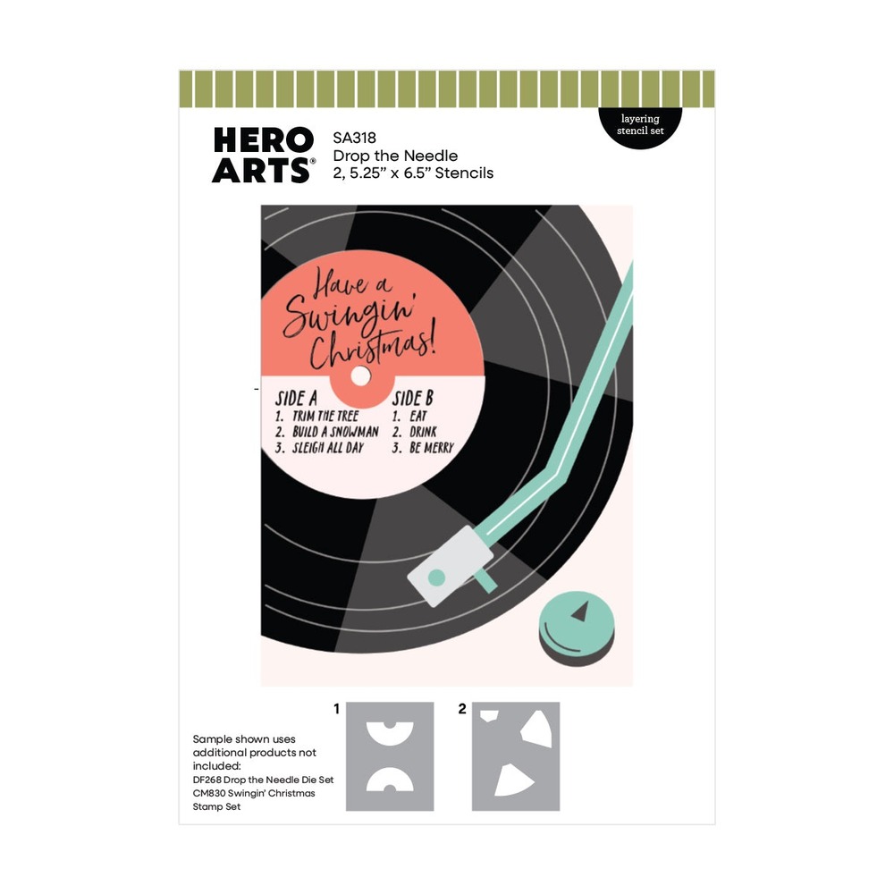Hero Arts 復古唱盤分層型版 Drop the Needle