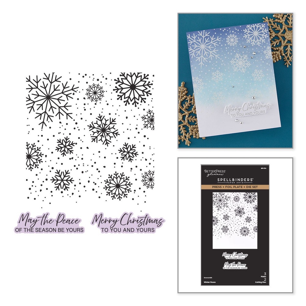 Spellbinders 冬日雪花祝福活版印刷燙金刀模組 Winter Peace