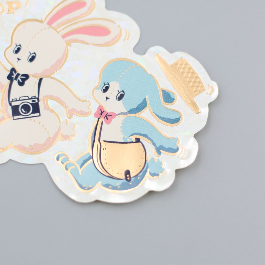 ROKKAKU ob1toy 燙金造型貼紙「Binky TRIP 兔兔旅行」｜日本製