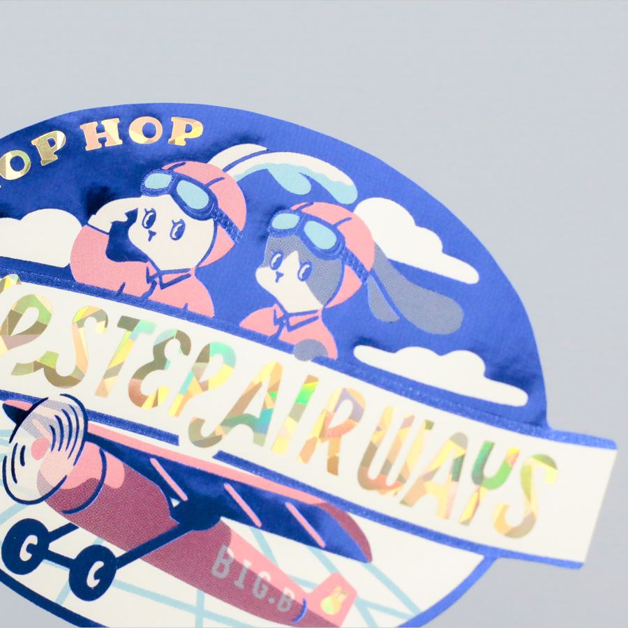 ROKKAKU ob1toy 燙金造型貼紙「Hop Step Air Ways 蹦跳航空」｜日本製