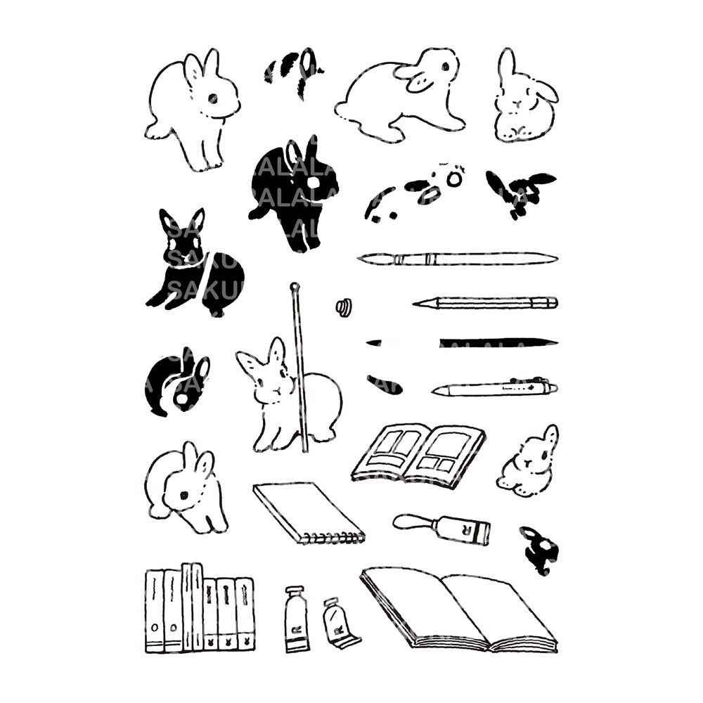 Sakuralala 文具兔子水晶印章 Moriyama x Schinako Bungu Bunny