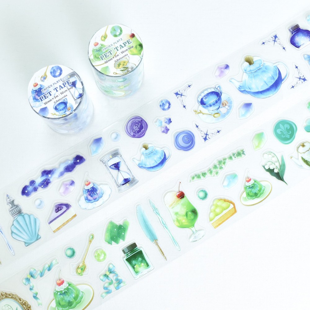 PAPIER PLATZ Natsunoka PET膠帶 琉璃色世界・翡翠色世界